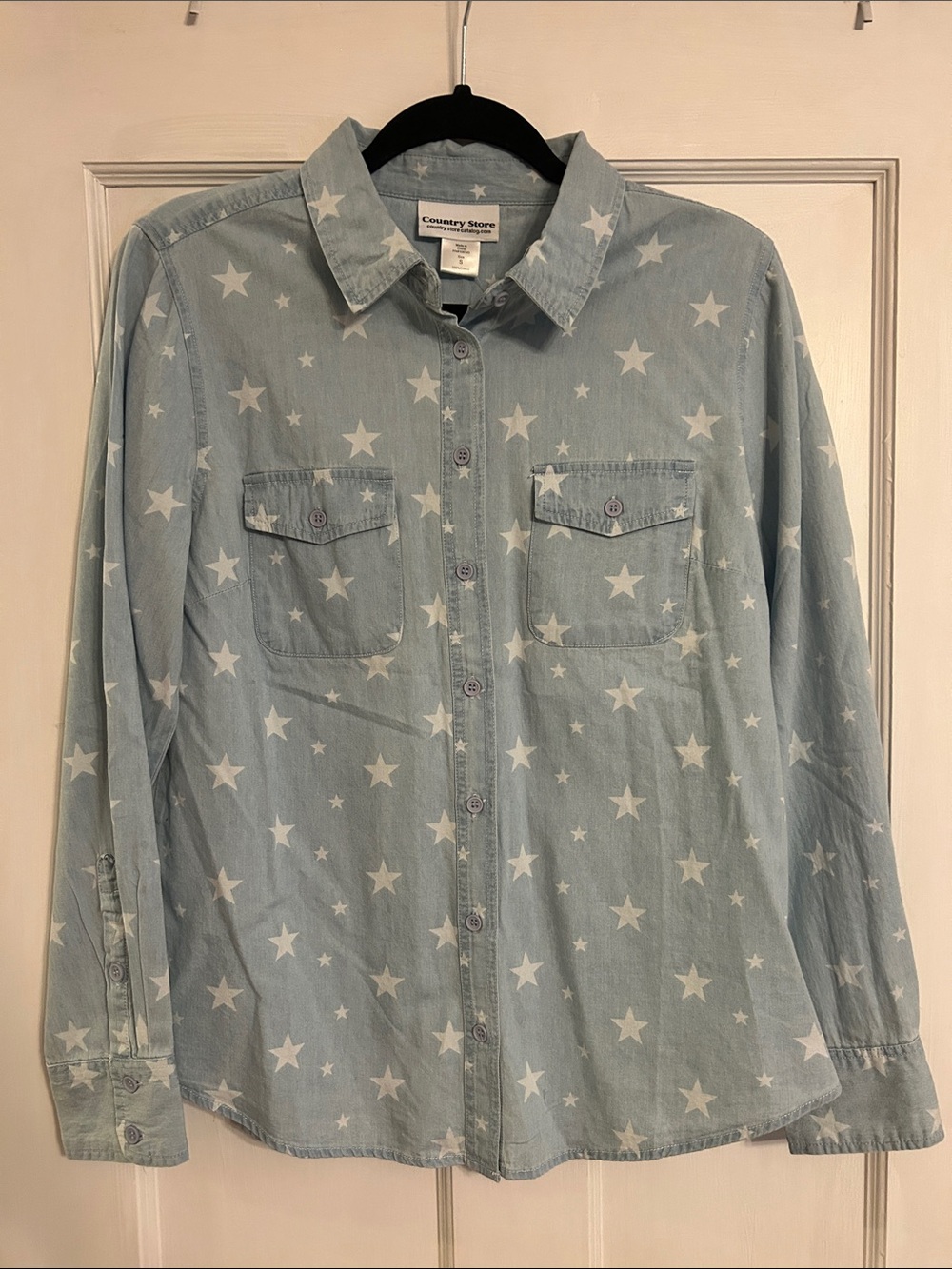 Country Store - Star Print Light Blue Button-Up Shirt